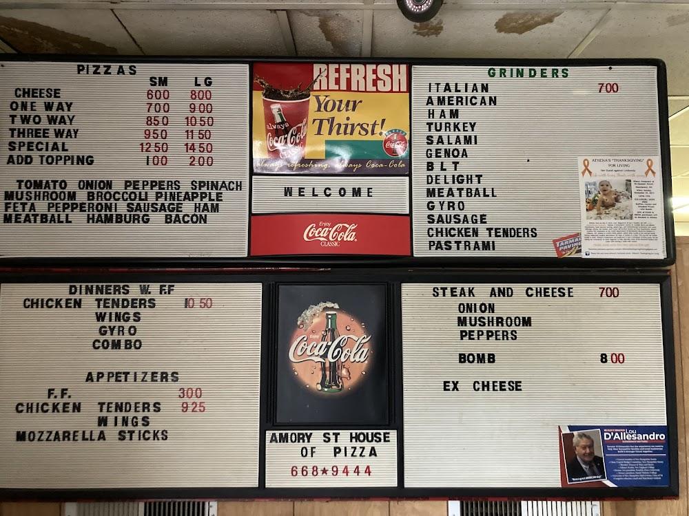 Amory Street House of Pizza Menu image 1